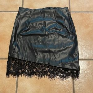 Faux Leather asymmetrical black skirt